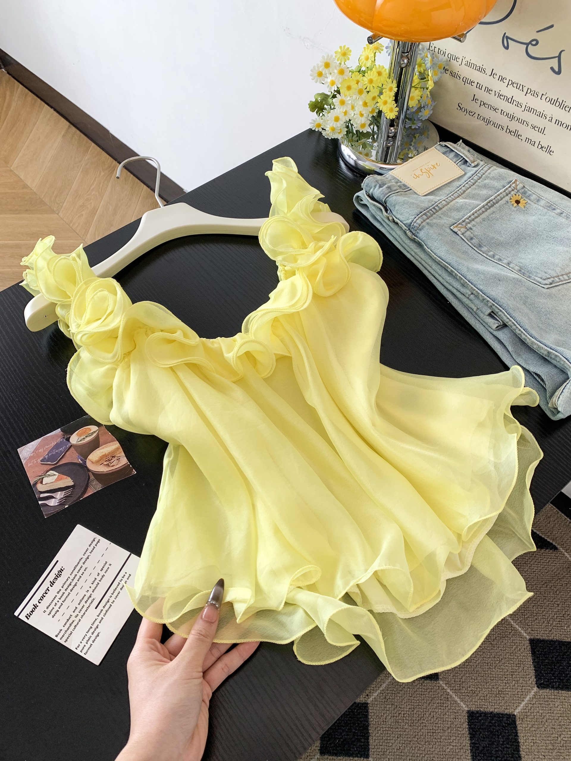 French Ruffle Off-Shoulder Chiffon Top Women Summer Loose Slimming - Image 3