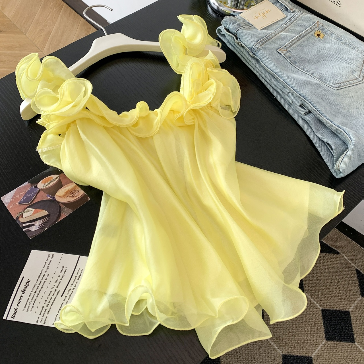 French Ruffle Off-Shoulder Chiffon Top Women Summer Loose Slimming - Image 5