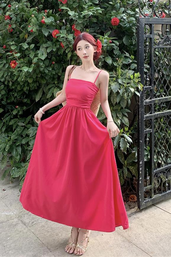 French Style Backless Pleated Midi Dress - Image 5