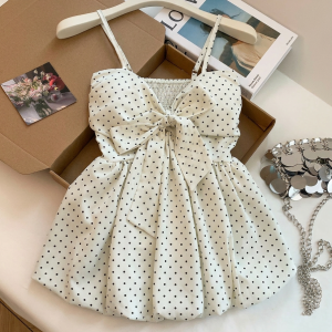 Sexy Polka Dot Bow Camisole with Padded Bra Summer Women's Sleeveless Top