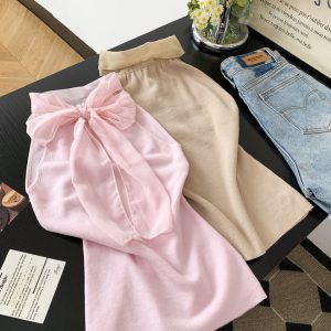 Women's Halter Neck Sleeveless Cami Top with Bow Tie Strap Summer New Slimming