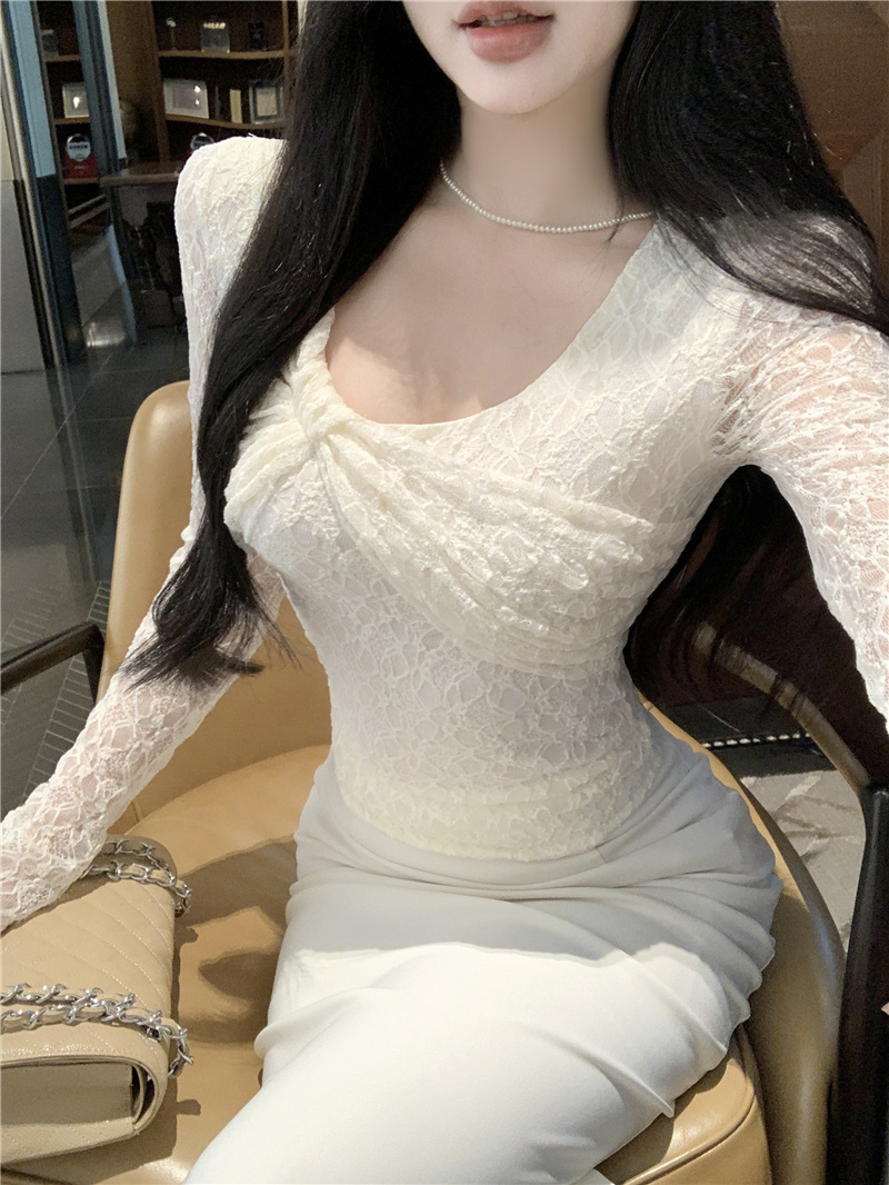 Women's Lace Puff Sleeve Fitted Waist Top - Image 2