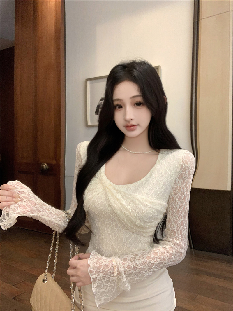 Women's Lace Puff Sleeve Fitted Waist Top - Image 4