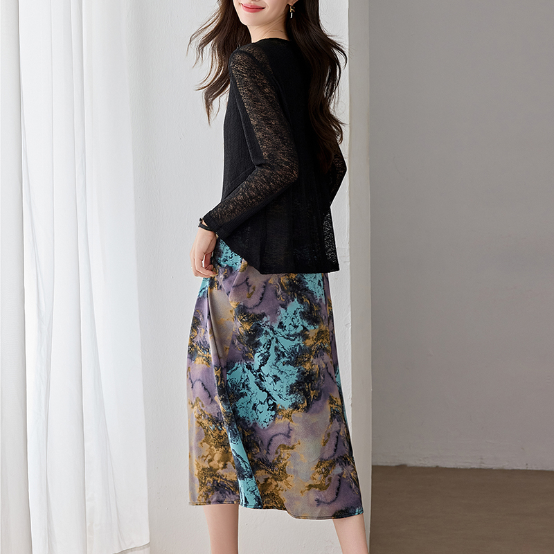 Women's Two-Piece Dress Set New Chinese Style Ink Dress Fall Loose Slimming Plus Size - Image 4